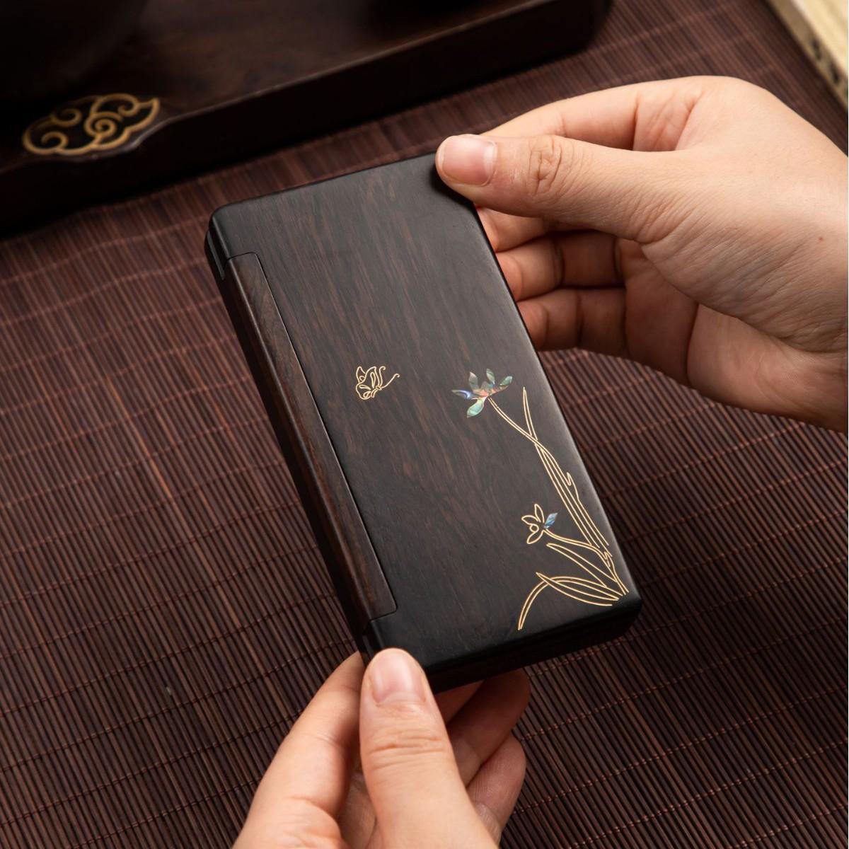 Purple Sandalwood Portable Incense Box - Exquisite Ancient Style Wooden Burner & Holder