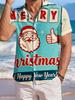 Men's Christmas Themed Short-Sleeve Hawaiian Shirt, Polyester Material, Comfortable and Breathable Fabric, Lapel Collar, 3D Digital Print with Full