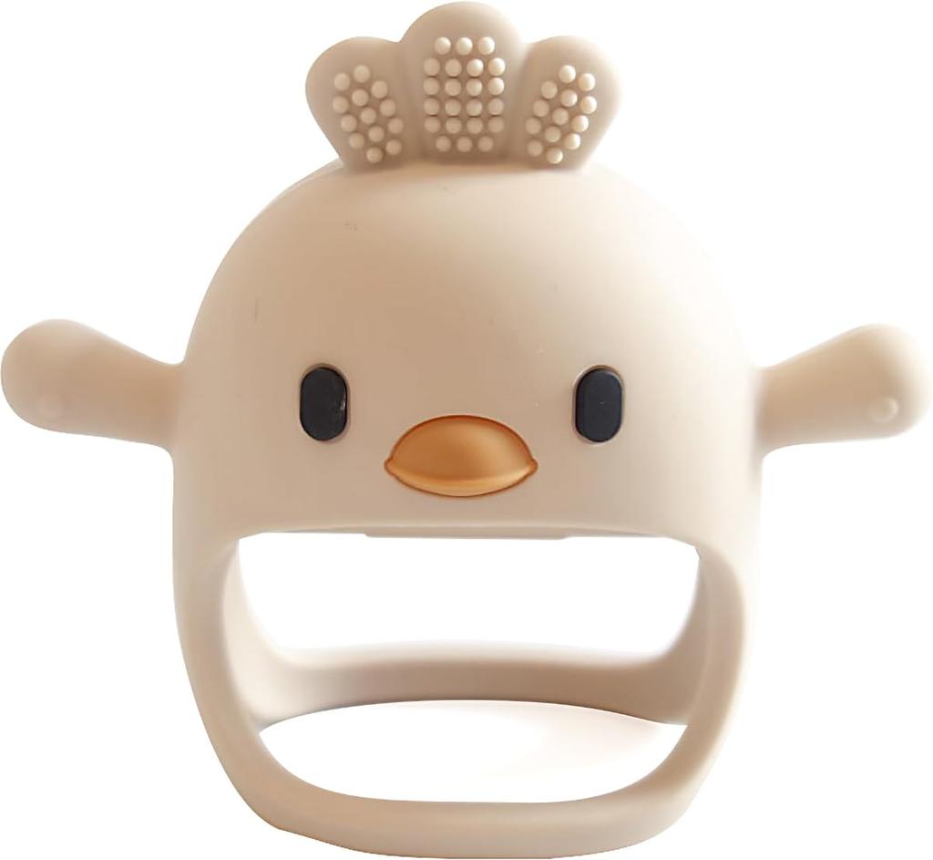 Fika (fika) Silicone Teether, supervised by a childcare worker mom in Kobe. Easy to hold, meets food hygiene standards. Mocha.