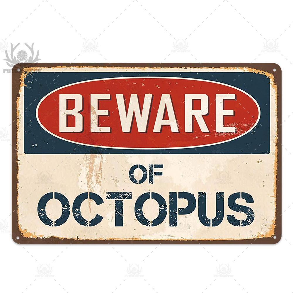 Putuo Decor Beware Vintage Tin Sign Funny Warning Danger Plaque Metal Wall Poster Painting for Room House Shop Bar Man Cave