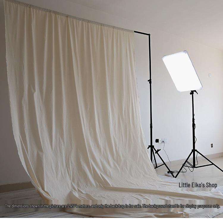 2.45m Extra-Wide Beige Photography Backdrop in Korean Minimalist Style Cotton Canvas