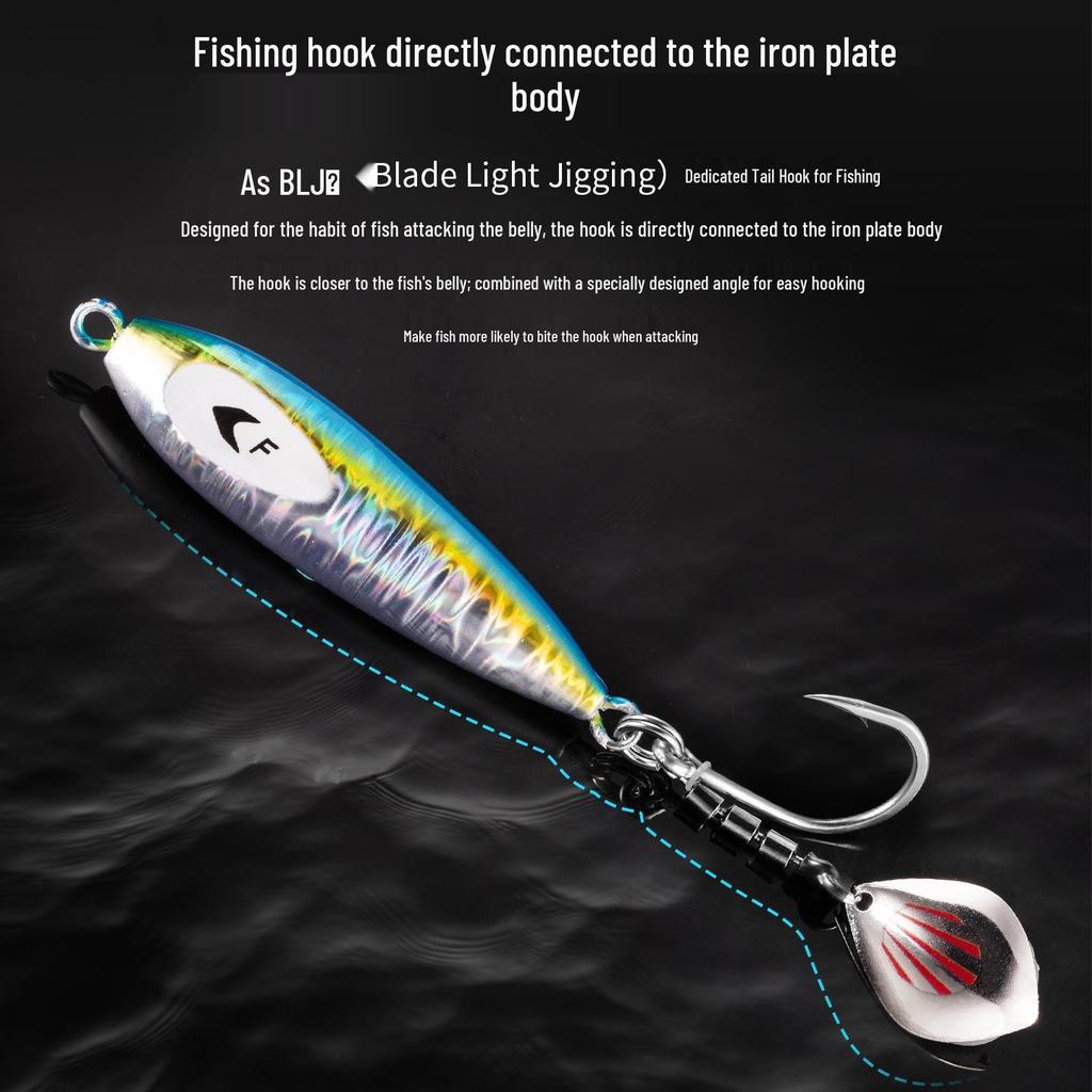 ECOODA Green Blue Stainless Steel Anti-Corrosion Spinner Hook for Sea Fishing