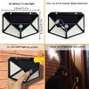 1-4PCS Solar LED Wall Light,100 LED Outdoor Motion Sensor Lights Waterproof Solar Wall Lamp for Garden Fence Yard Pathway Stairs