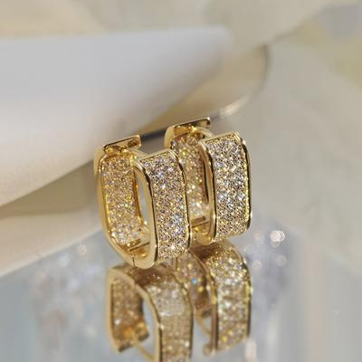 Pendientes de Aro Huitan Bling Bling con Circonita Cúbica para Mujer Color Oro de Lujo/ Color Moda Pendientes de Dama Contractados Envío Directo Joyería