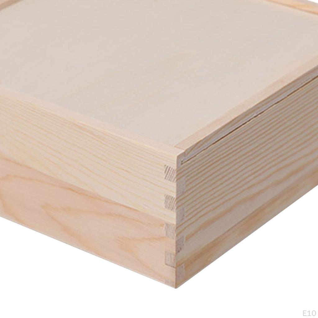 Drewniane pudełko na prezent, kwiat, niedokończony rustykalny pojemnik, drobiazg, cukierki ślubne na kartki