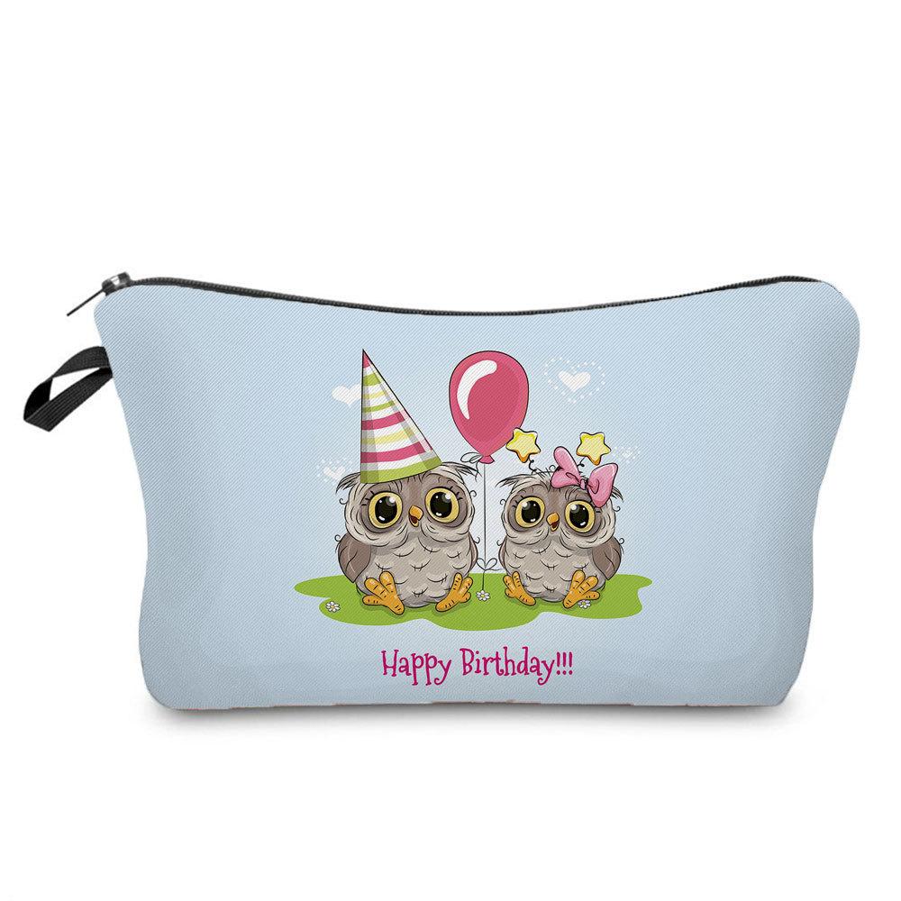 Women Owl Print Cosmetic Bag Toiletries Organize Travel Storage Case 6697
