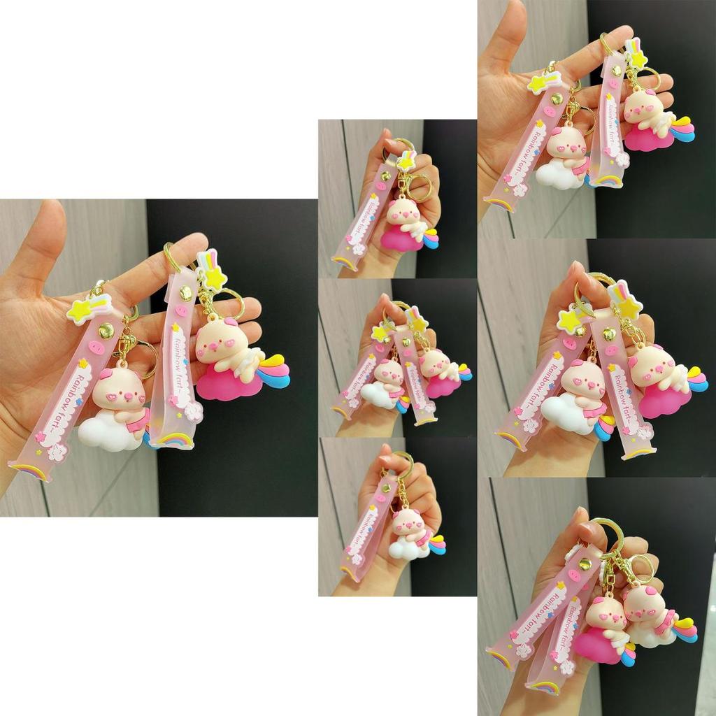 Creative Silicone Rainbow Pig Keychain Cute Cartoon Bag Accessory Perfect Gift Idea