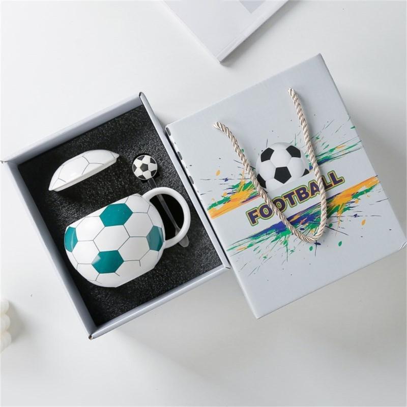 Ceramic Drinking Cup With Soccer Designs 400ml Coffee Mug For Sports Enthusiasts Soccer Theme Drinkware For Home