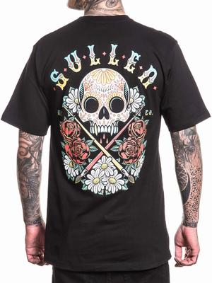 Sullen Herren Los Muertos Kurzarm Standard T-Shirt Tattoo Rosen Totenkopf T-Shirt