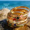 Women's Gold-Plated Colorfast Clover Titanium Bracelet