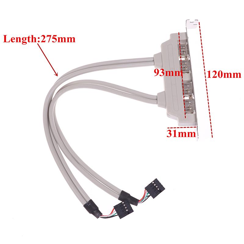 4 Port Usb 2.0 To 9 Pin Mainboard Header Bracket Extension Cable For Pc Panel