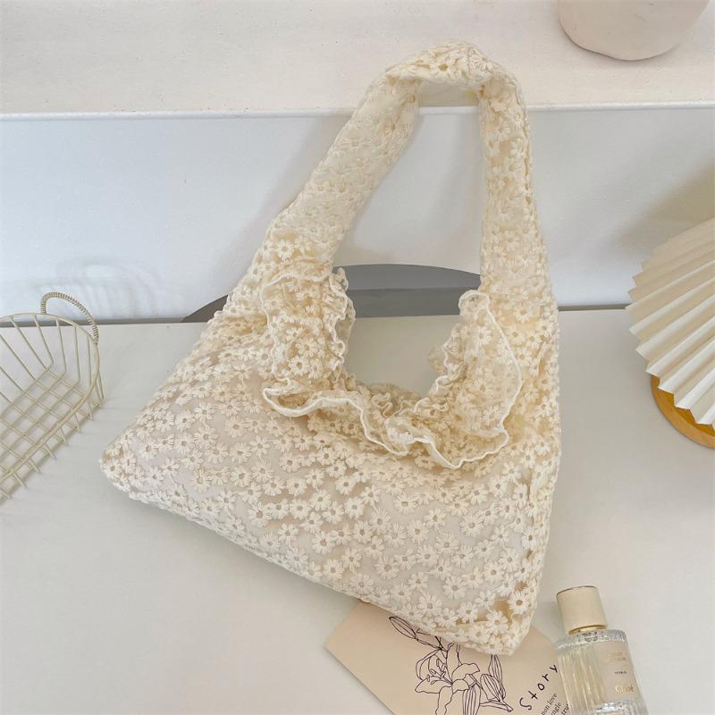 53 Summer Fairy Gas Lace Daisy Canvas Bag Women's New Trendy Shoulder Bag Shopping Bag