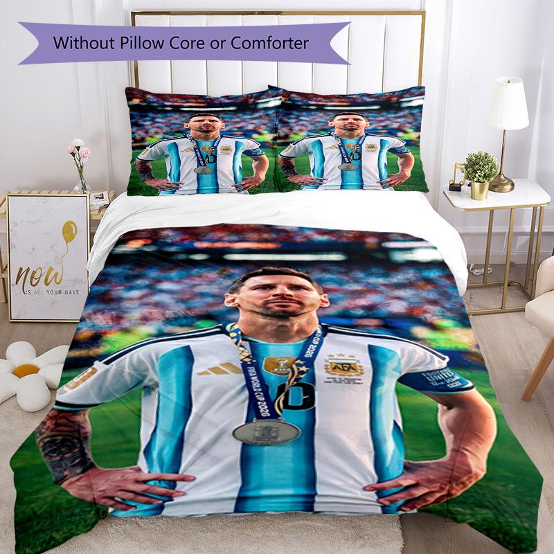 Messi Bedding Set Breathable Duvet Cover with Pillowcases Decorative Bed Linen for Bedroom Home Decoration Birthday Gift