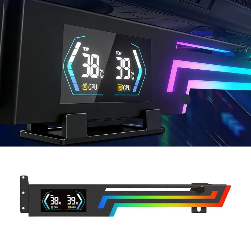 ARGB Syncs Graphics Card Holder With Temperature Display And Adjustable Support For Heavy GPUs Like 40 Series