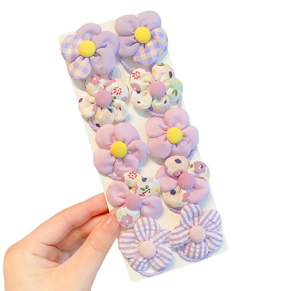 10Pcs Sweet Flower Hair Ties, Cute Bow Elastic Hair Ties for Little Girls Hair Bands Holders, Candy Color Hair Ropes Scrunchies