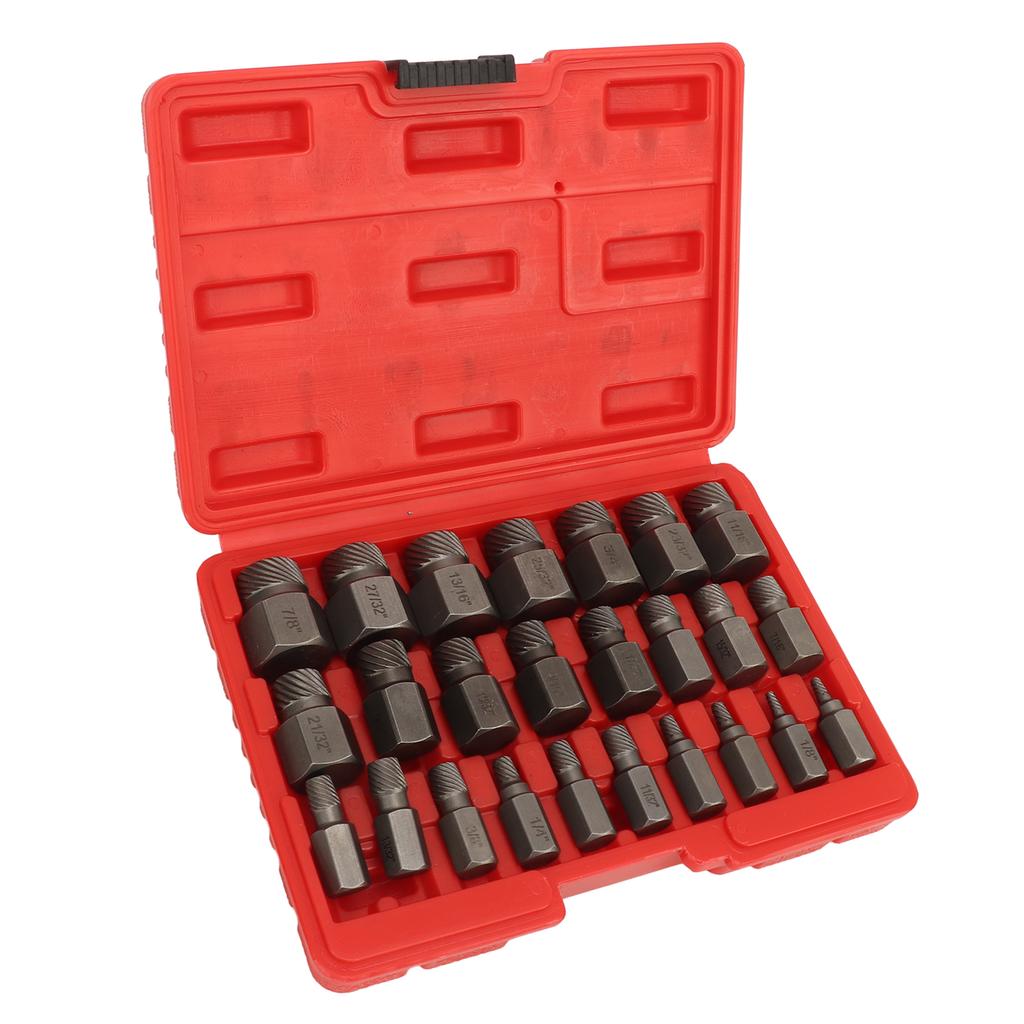 25PCS Screw Extractor Set Efficient Steel Easy Out Multi Spline Bolt Extractor Set for Power and Hand Tools