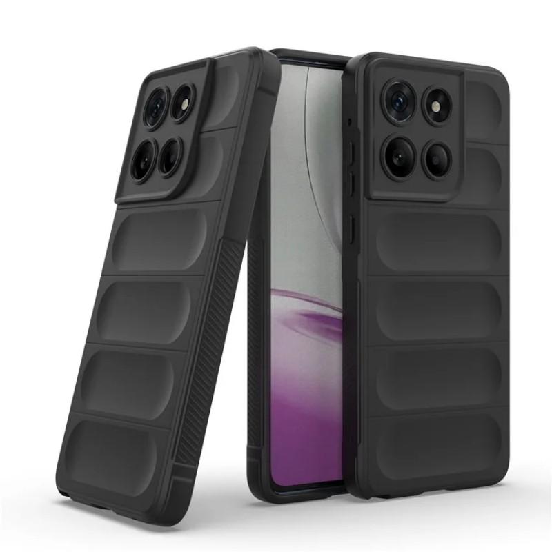 

For Motorola Edge 60 Stylus 5G TPU Case WANLONFENG HD Series Anti Slip Phone Cover with Tempered Glass Black