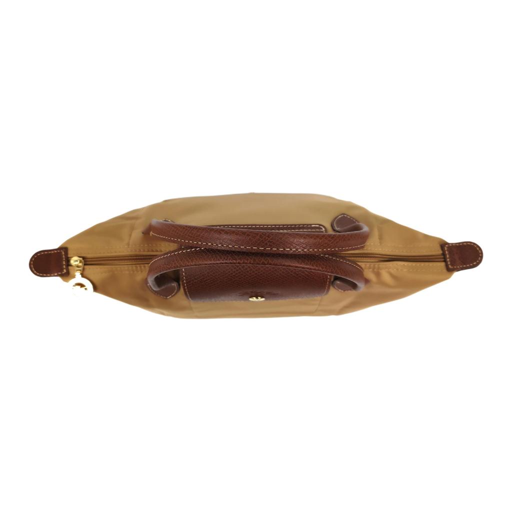 Longchamp Le Pliage Original Series Embossed Logo Nylon Canvas And Leather Dumpling Tote Bag Small Women Tote Bags Light-Brown 1621089P86