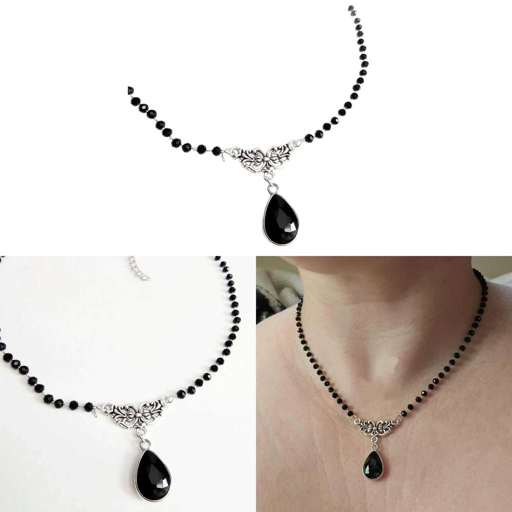 Gothic Style Necklace With Waterdrop Pendant For Women Party Wear