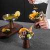 Wood Base And Stainless Steel Dessert Holder Elegant Serving Cup For Ice Cream Fruit Salad And Snacks