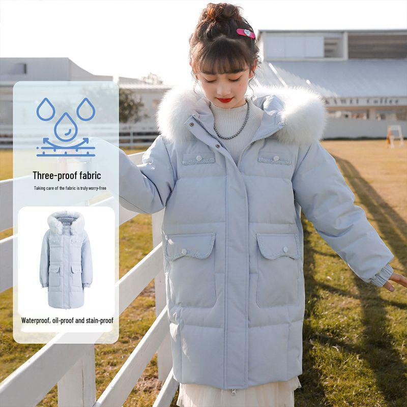 Girls' Mid-Length Down Jacket - 2025 Winter Collection: Thick, Warm, and Stylish for Children