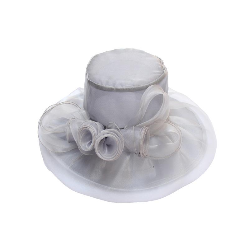 Summer Organza Mesh Top Hat Fashion Hat Women's Flower Beach Sun Hat Big Edge Face Covering Sun Hat