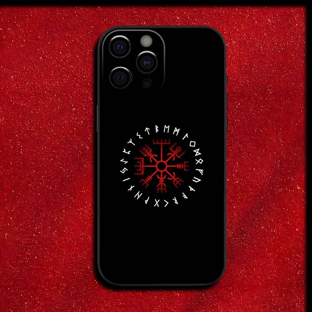 V-Viking V-Vegvisir Navigation Compass Phone Case For iPhone 16,15,14,13,12,11,Pro,XS,Max,XR,Plus,E,SE4,Mini Black Cover