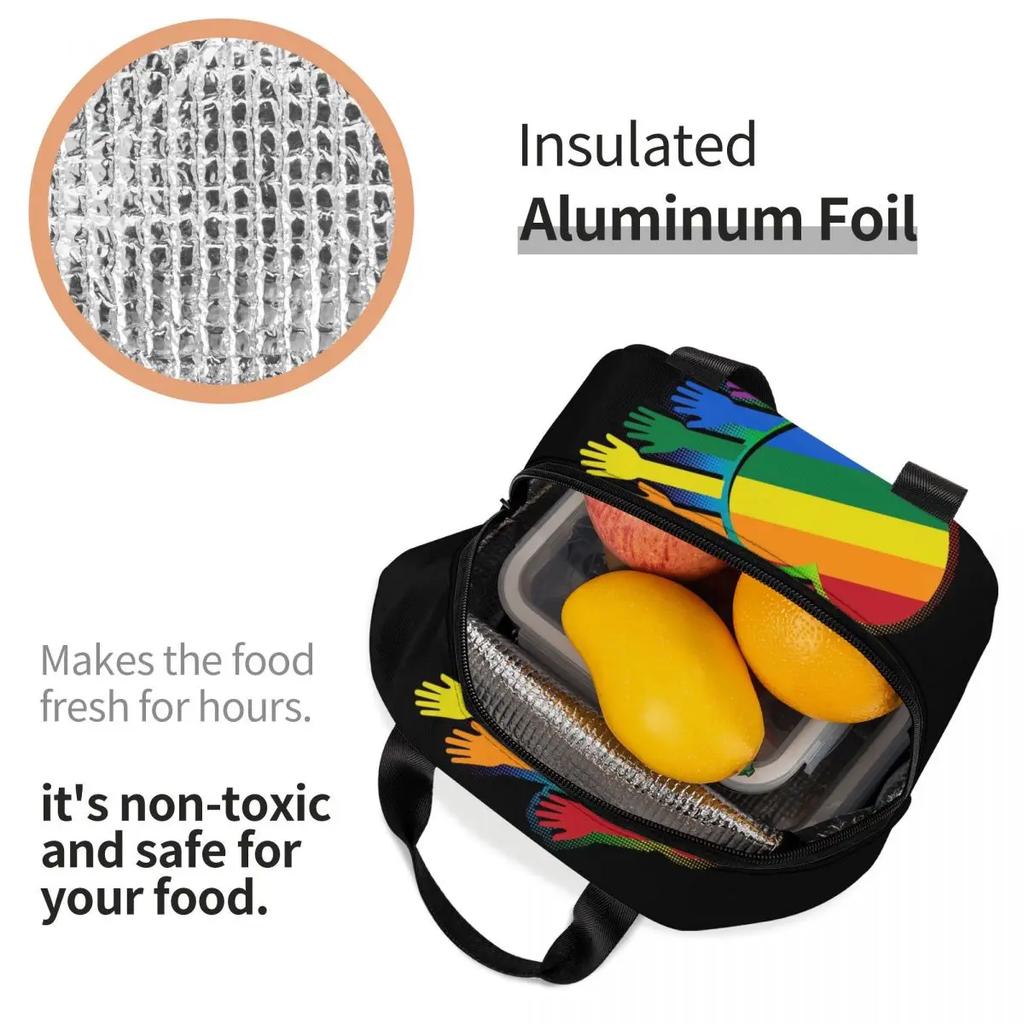 Insulated Lunch Bag for Women Resuable Gay Lesbian Pride Cooler Thermal Lunch Box Beach Camping Travel