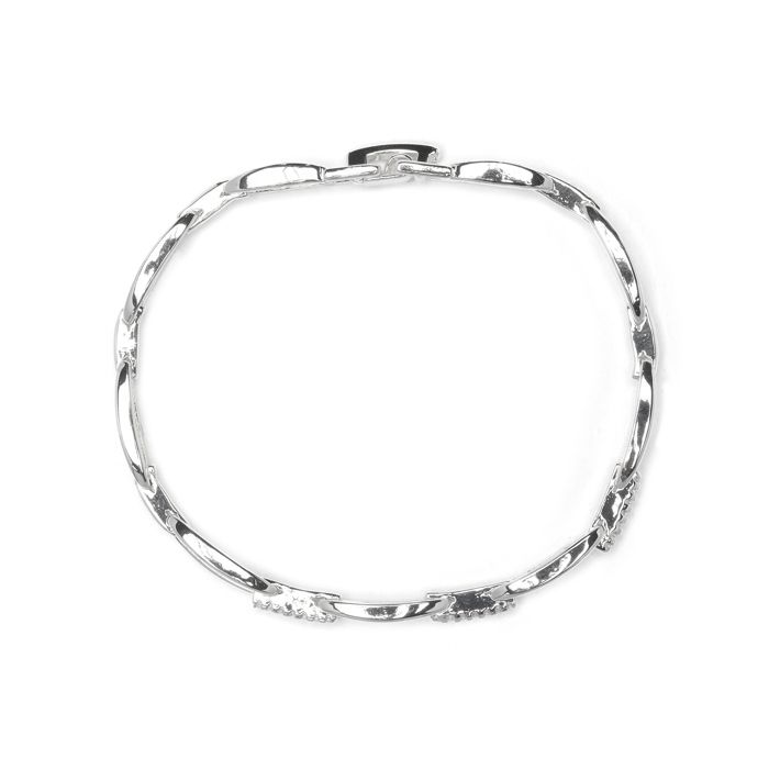 Bracelet - LUXENTER - Thylo - Brilliant Cubic Zirconia - Rhodium-Plated Finish 925 Sterling Silver - Length 18 Cm