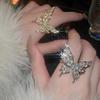 Butterfly Pearl Ring Open Ring Temperament Niche Design High Sense Index Finger Ring Fashion Versatile Accessories