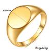 Women Signet Ring Polished Seal Chunky Oval Width Ring Stainless Steel Simple Punk Fashion Jewelry  Accessories