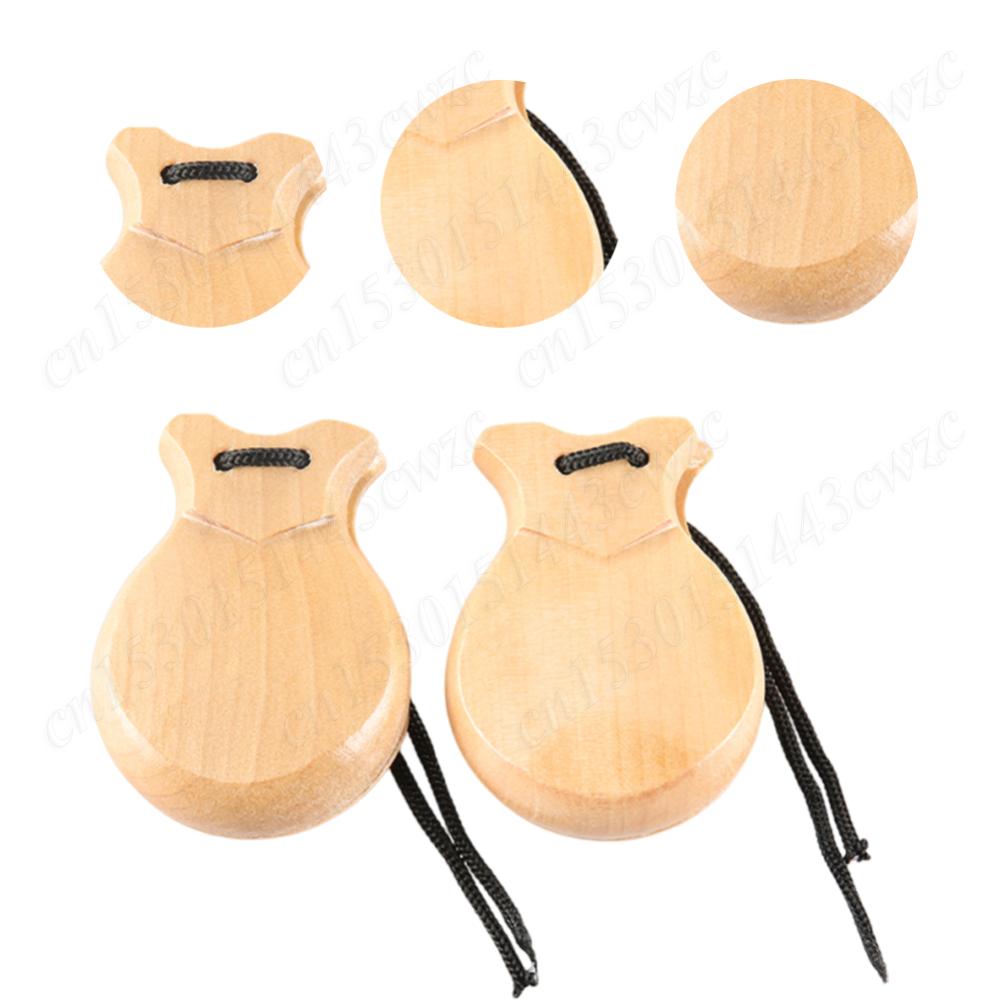 2/4Pcs Wooden Spanish Castanets Finger Castanet &Rope Traditional Flamenco Castanet Beginners Percussion Orff Music Instrument