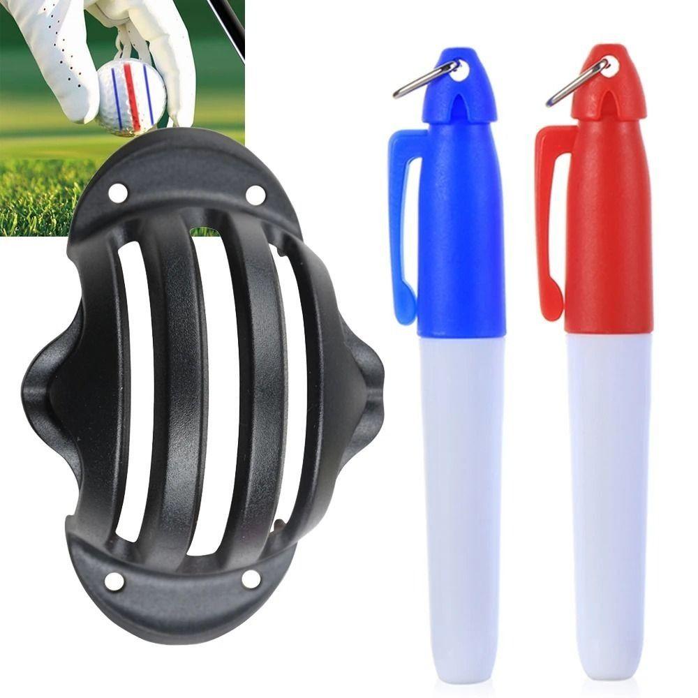 8Pcs/Set 4 Marking Stencils Golf Balls Alignment Exerciser Golf Ball Marker Pen Gymnasium