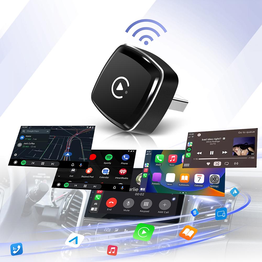2 in 1 Wireless CarPlay Android Auto Adapter Smart Box Convert Wired To Wireless Smart USB Dongle for Factory Wired CarPlay Cars