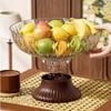 Round Transparent High-Legged Fruit Platter Tea Table Saves Space And Drains Water Plate Household Kitchen Storage Tray