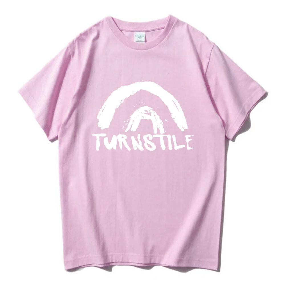 TURNSTILE DOUBLE RAINBOW T-shirt Summer Short Sleeve Male Tshirts Casual Fashion Loose Cotton T Shirt Men Women Tees Streetwear