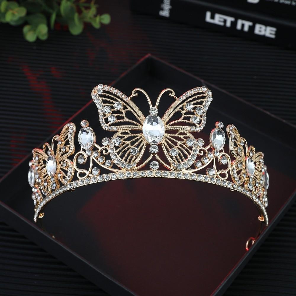 Gold Plated Bridal Tiara Crown Adjustable Fit Bridal Headpiece New Hair Crown Women