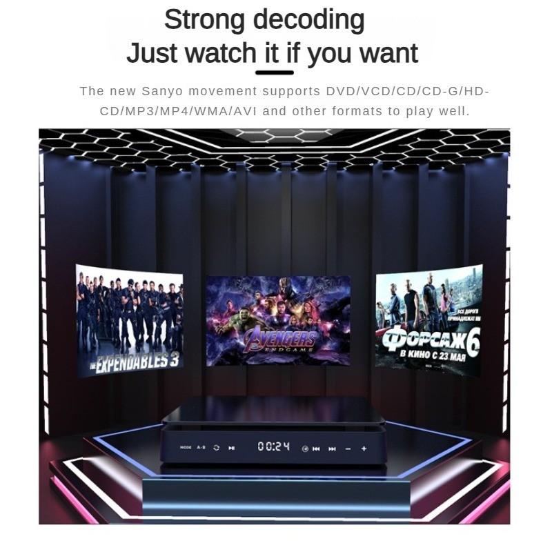 10W 1080P New Sanyo Movement Children's Mini VCD Machine HD Eye Protection CD Player Household Touch Panel DVD Player 170*170*65mm