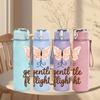 1PC Gentle Flight Butterfly Quote Art 750ml Color Plastic Sports Water Bottle Leakproof Flip Straw Lid Suitable for Sports Office Home Use