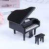 1:12 Dollhouse Miniature Black Wooden Grand Piano With Stool Model Play Toys