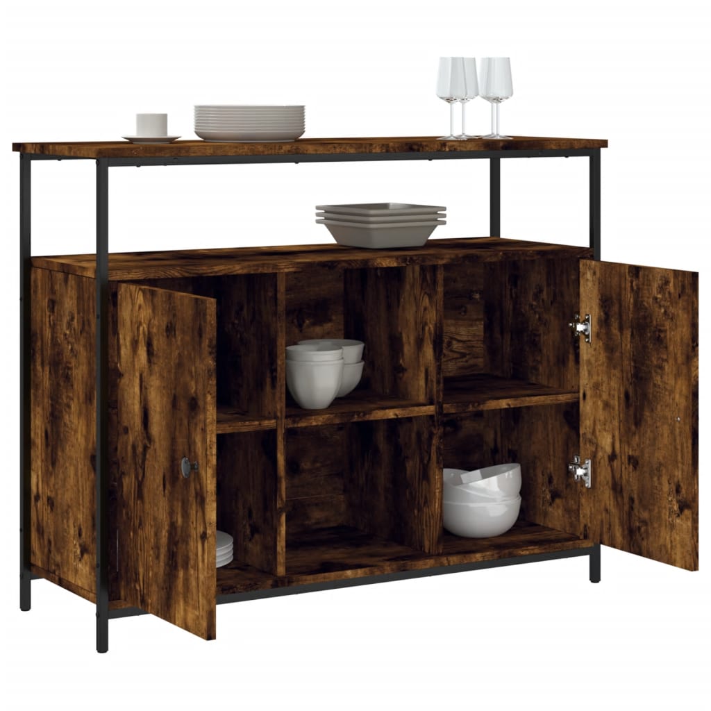 Sideboard Smoked Oak 100 x 35 x 80 cm Engineered Wood