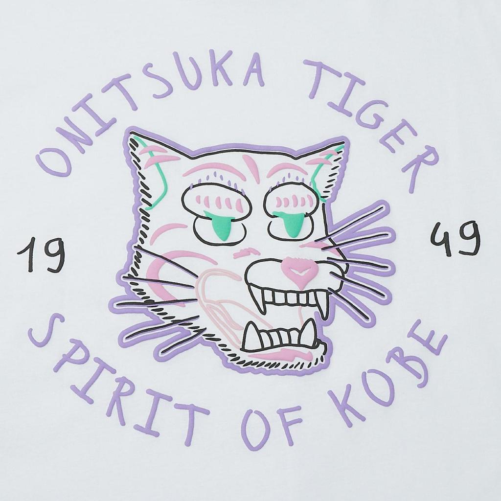 Onitsuka Tiger Graphic Tee Simple Letter Breathable Comfortable Round Neck Loose Sweatshirt Unisex tops White 2183B163-100