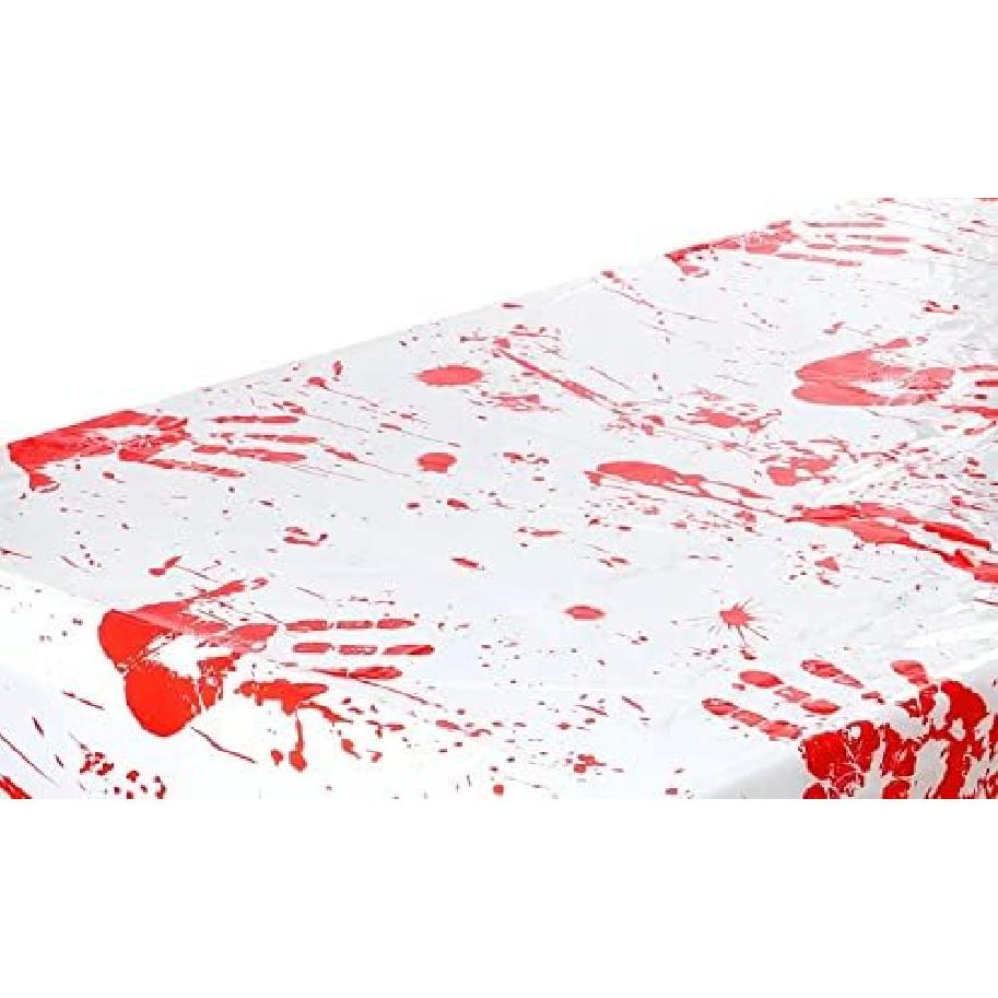 Grabo Bloody Zombie Rectangular Tablecloth, 108 x54in, Polyethylene, White, Halloween Party Supplies Decoration