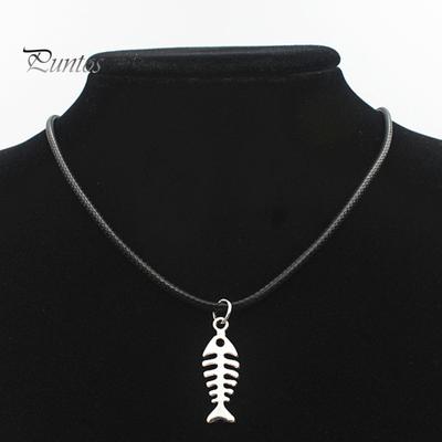 10 Pcs Unisex Necklace Fish Bone Pendant Alloy Korean Wax Thread Daily Occasion Jewelry Valentines Birthdays Anniversaries Gift Necklace for Families
