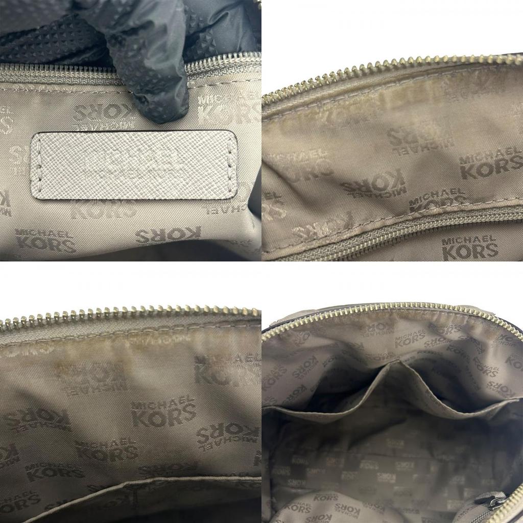 Used Michael Kors Handbag Leather Gray With Charm