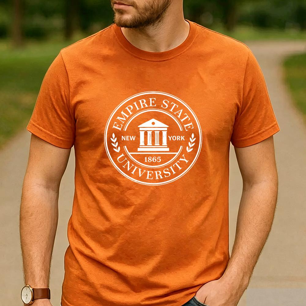 Empire State University NY Temple Seal Est 1865 Graphic T Shirt Unisex Crew Neck Short Sleeve Fan Holiday Gift Top