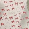 Shiny Red Bowknot Bow Tie Silk Ribbon Butterfly 5D Nail Art Sticker Pearl Rhinestones Self Adhesive Decoration Manicure Decal