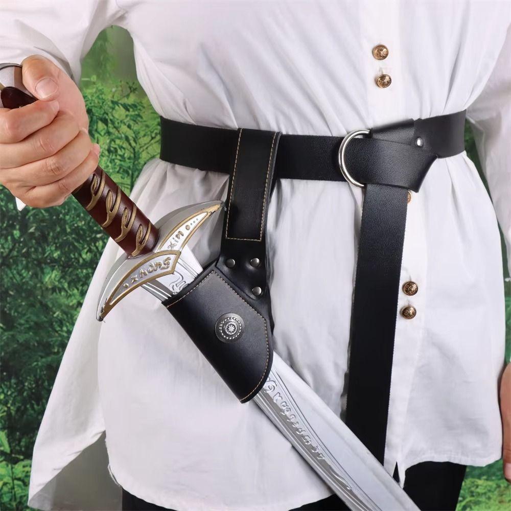 Durable PU Leather Medieval Sword Holder Cosplay Retro Sword Holder Belts Vintage Rapier Ring