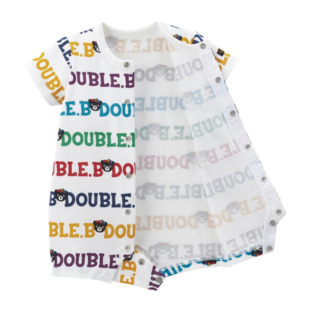 Miki House Double B Shortall Romper Short Sleeve Logo Bear Made in Japan Boys Girls Baby Kids Infant Baby Clothes Clothes 80cm Multicolor [Miki House]