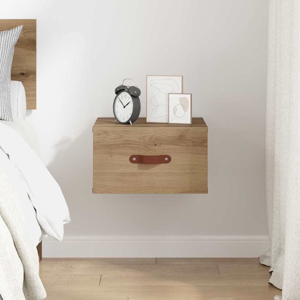 Wall Mounted Nightstand Artisan Oak 35 X 35 X 20 Cm